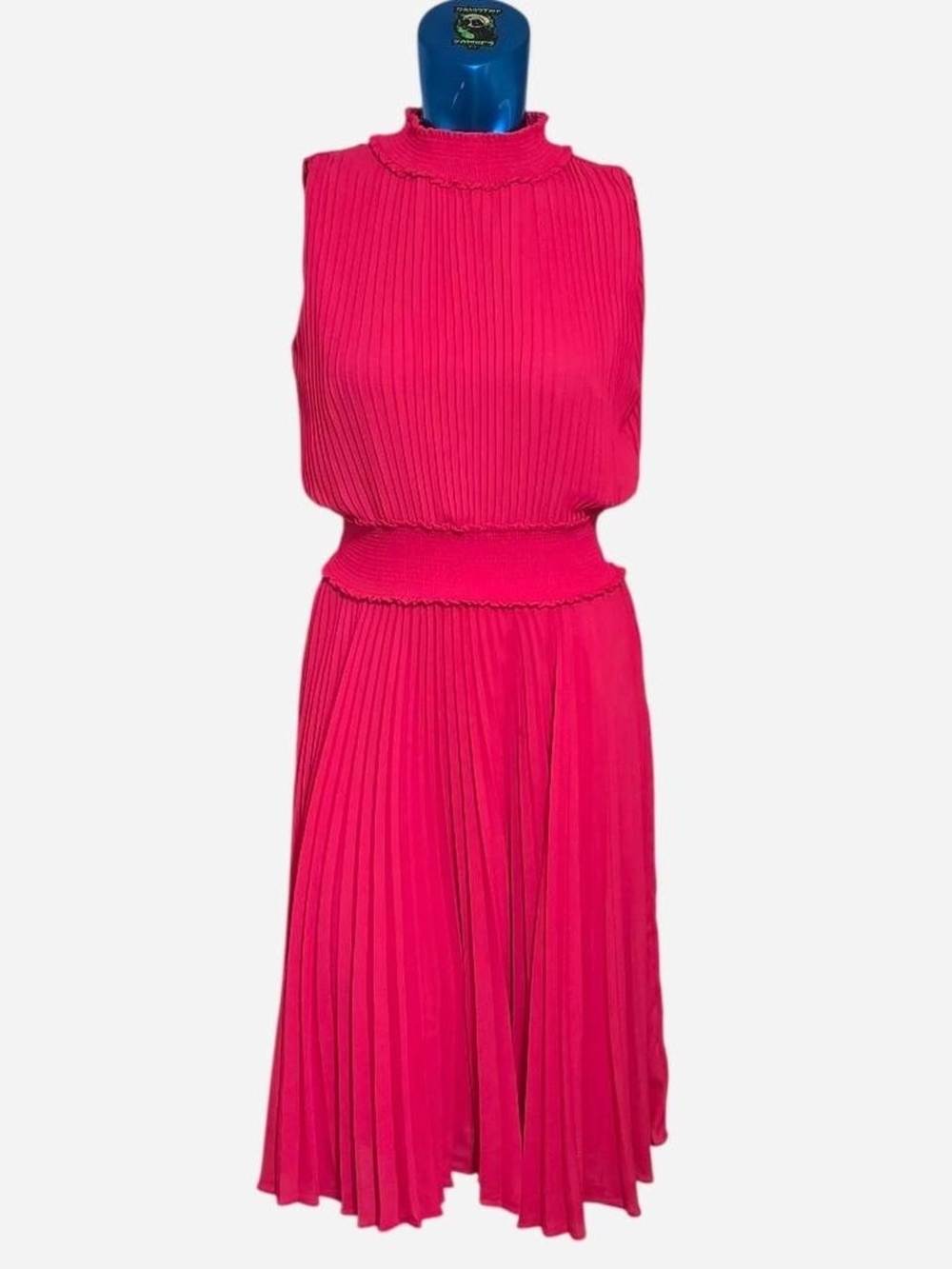 Nanette Lepore Vibrant Fuchsia Pleated Sleeveless Midi Dress